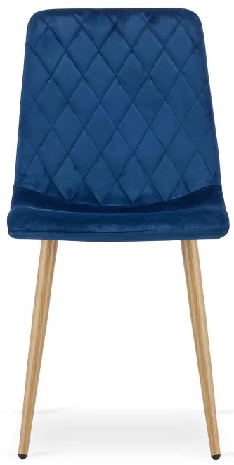 Set troch jedálenských stoličiek TURIN zamatový tmavomodrý (naturálne nohy) 3 ks