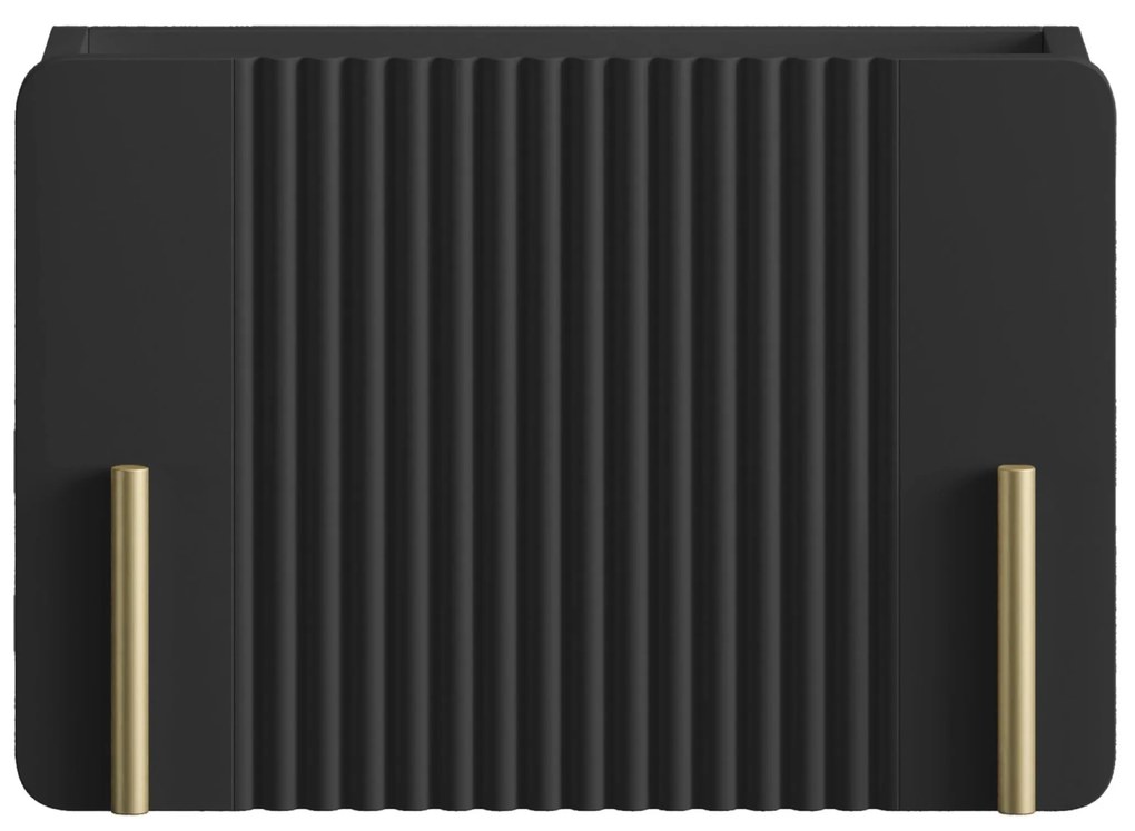 Závesný nočný stolík Malmi 45 cm - čierny mat / zlatá