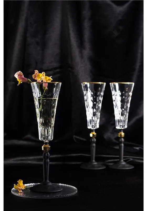 BOHEMIA PRESTIGE CONTE BLACK POHÁR NA ŠAMPANSKÉ 170ML SADA 6 KS