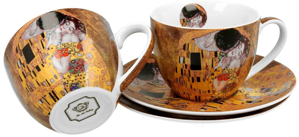 Porcelánová šálka s podšálkou Klimt The Kiss 250 ml sada 2ks