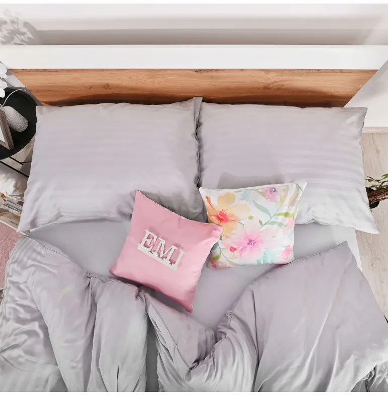 Sivé luxusné damaškové obliečky EMI, Vankúš 35x45