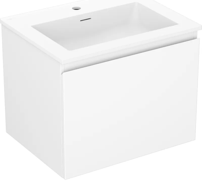 Mexen Orio, kúpeľňová skrinka 60 cm s umývadlom Otis, 1 zásuvka, biela matná, 91A10-06047-1-BF01-W18M01