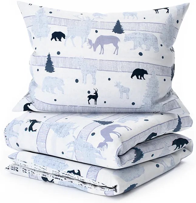 Bavlnené obliečky Renforcé SOBI A STROMKY biele Rozmer obliečky: 70 x 90 cm | 140 x 220 cm