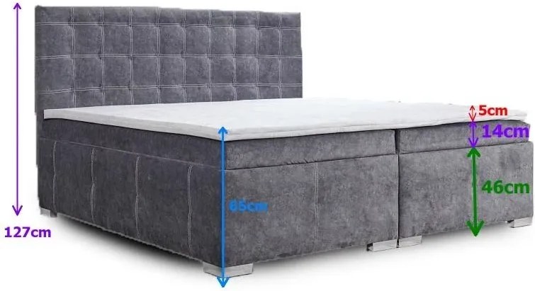 Čalúnená postel MIAMI, 200x180, tm.šedá / sv.šedá (forever 68/60)