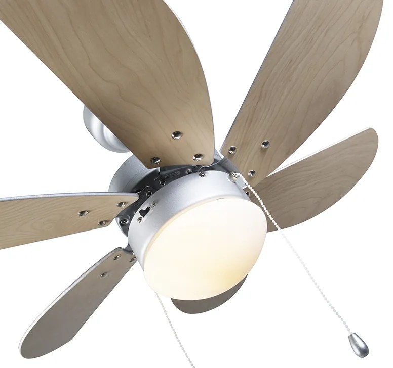 Stropný ventilátor oceľový s povrchovou úpravou imitujúcou drevo 80 cm s ťahovým spínačom - Fresh