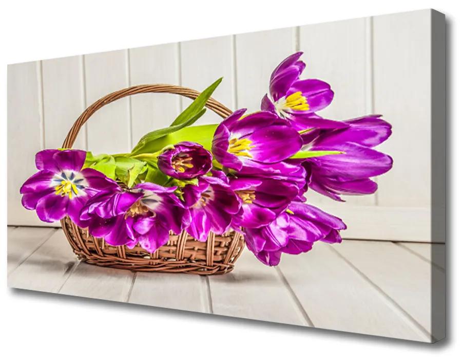 Obraz Canvas Kvety v košíku 120x60 cm