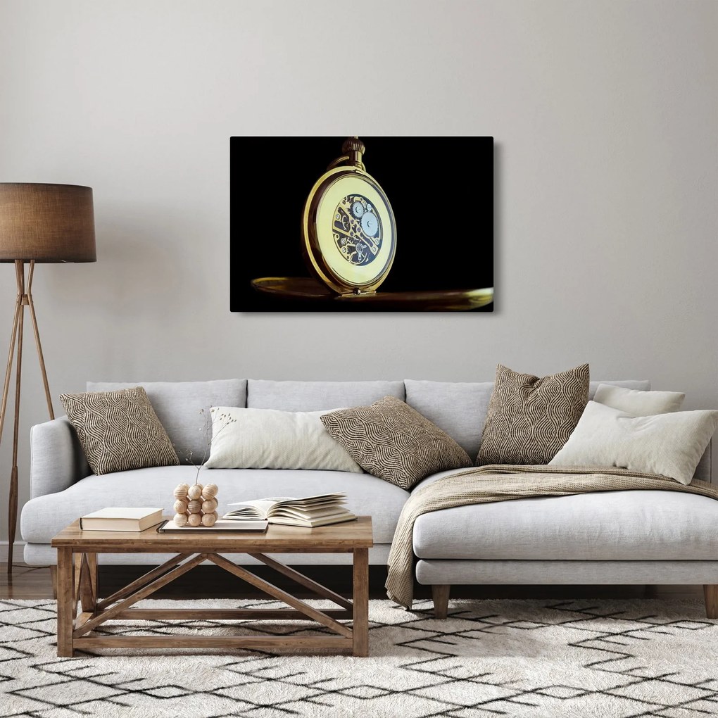 Obraz zlatých vreckových hodiniek (90x60 cm)