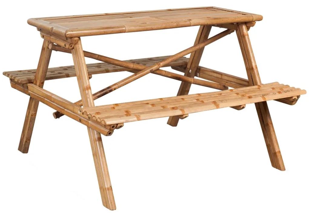 vidaXL Piknikový stôl 120x120x78 cm, bambus