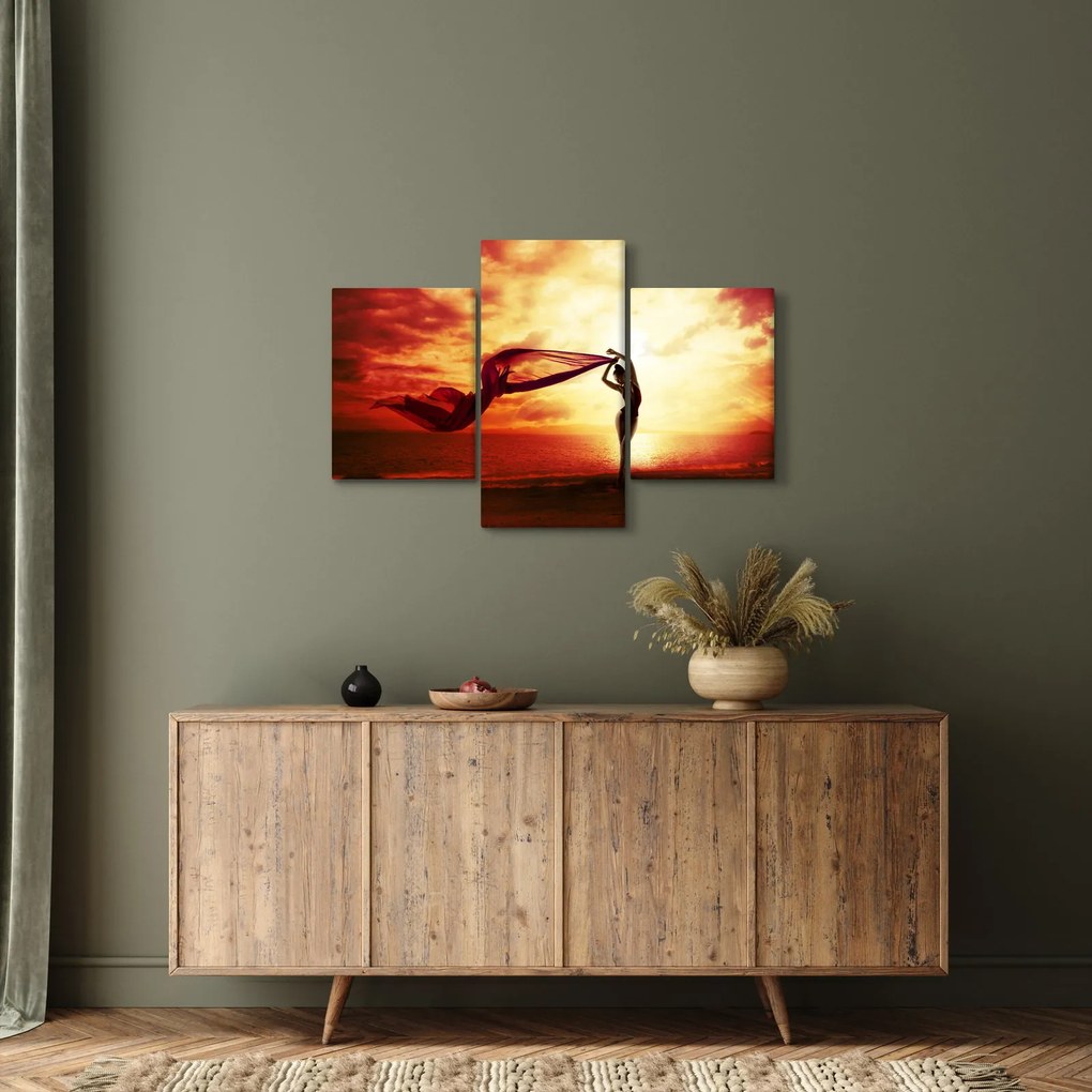 Obraz - Silueta ženy v západu slnka (90x60 cm)