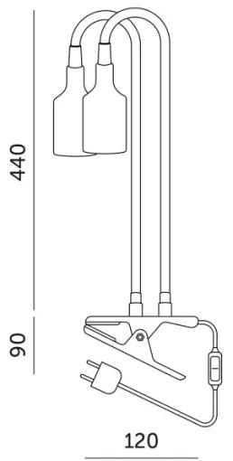 Flexibilná stolná lampa s klipom PLANTY 2xE27/30W/230V čierna