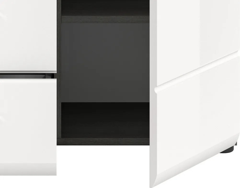 Komoda so zásuvkami Salsa, 80 cm, šedý dub/biela lesk