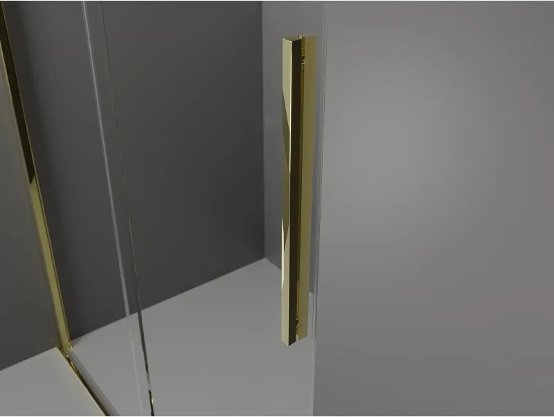 Mexen Velar, sprchový kút s posuvnými dverami 110 x 80 cm, 8mm šedé sklo, zlatá lesklá, 871-110-080-41-50