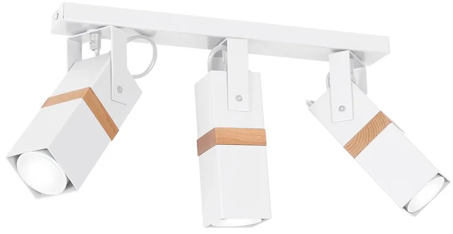 Bodové svietidlo Vidar, 3x drevené/biele kovové tienidlo, w