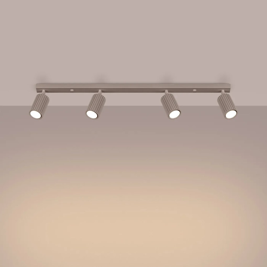 Bodové svietidlo Karbon, 4x tmavobéžové hliníkové tienidlo, (možnosť polohovania)