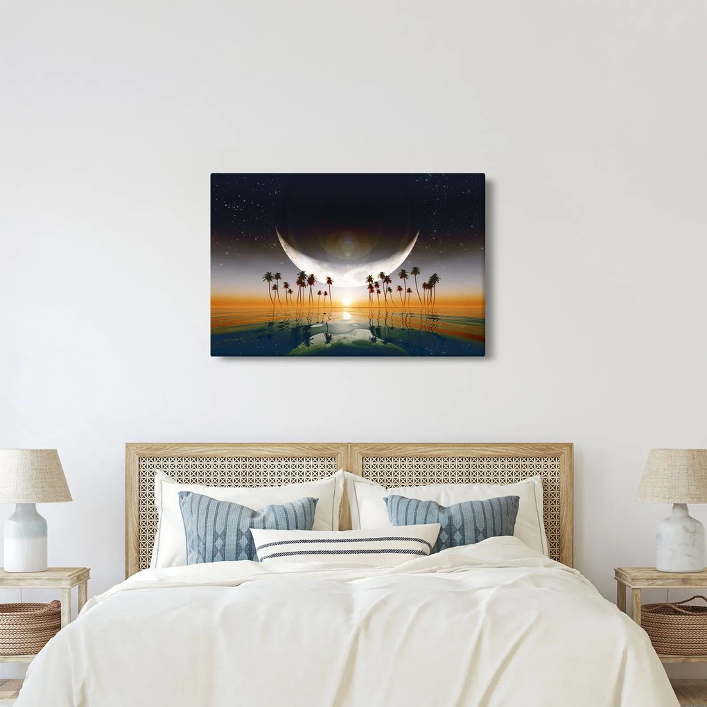 Obraz - Mesiac nad palmami (90x60 cm)