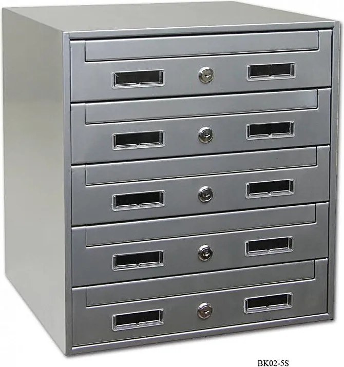 Hotová zostava oceľových schránok RICHTER BK.02-5.S (STRIEBORNÁ), Richter strieborný