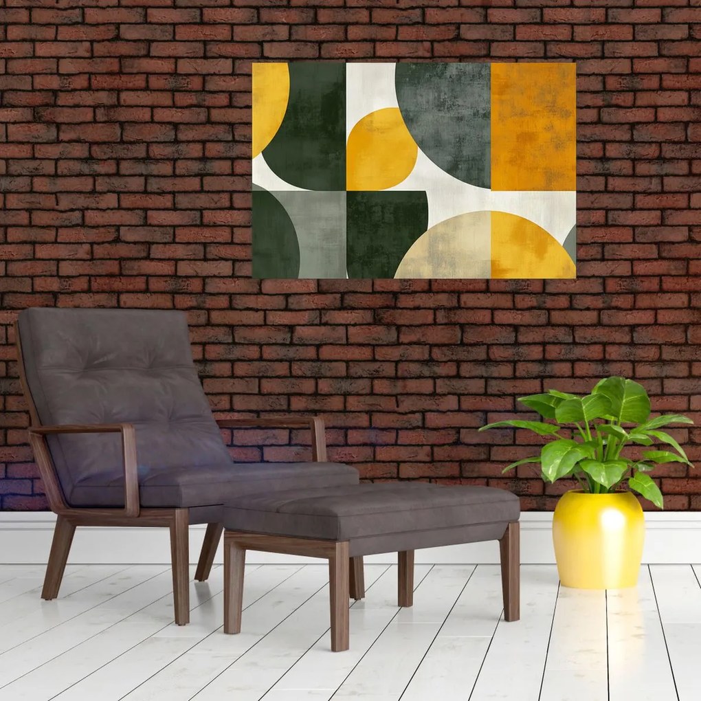 Obraz - Abstrakcia v olivovej farbe (90x60 cm)
