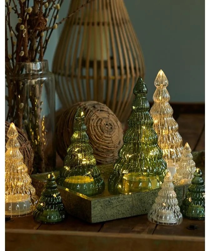 SIRIUS LED svetelný stromček, sklo, hnedý, 16,5 cm