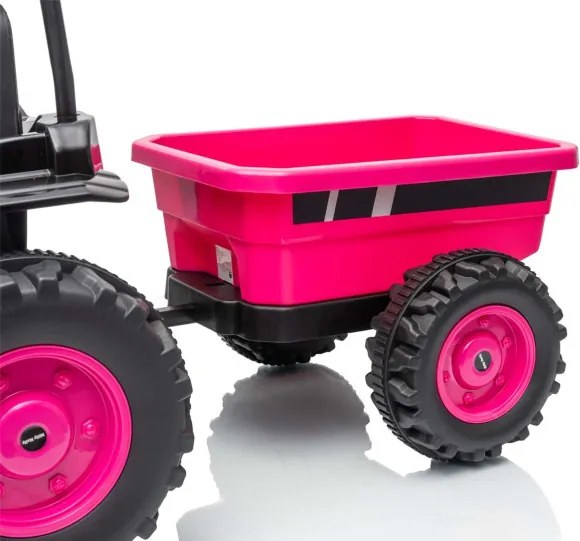 Elektrický traktor Milly Mally s prívesom ružový