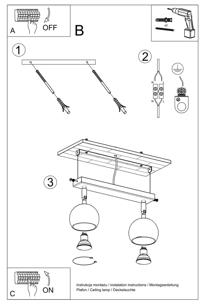 Stropné svietidlo OCULARE 2 biele