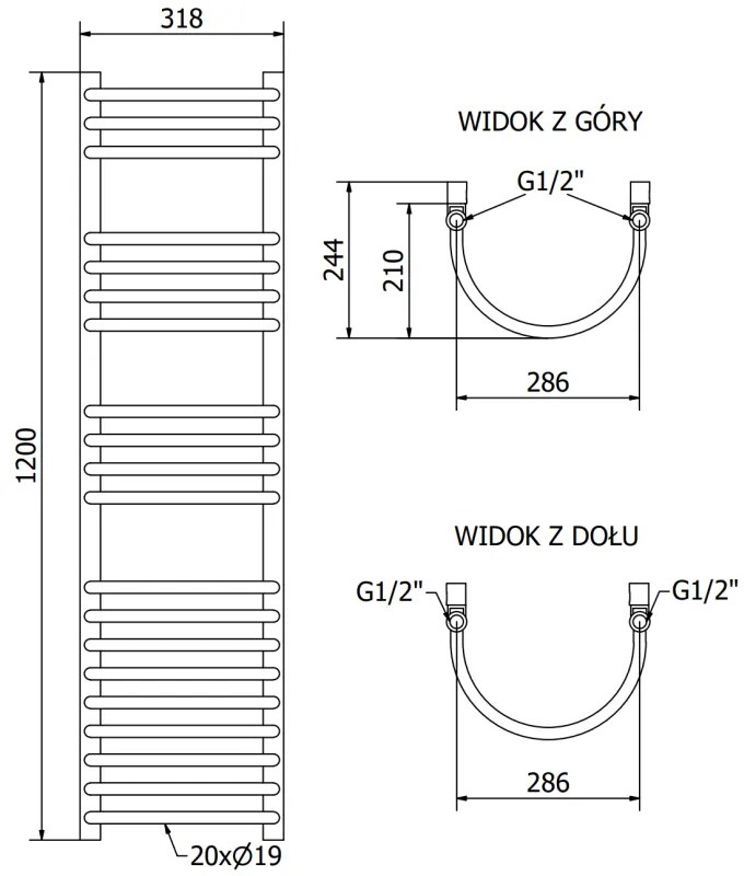 Mexen Eros, vykurovacie teleso 1200 x 318 mm, 331 W, chrómová, W112-1200-318-00-01