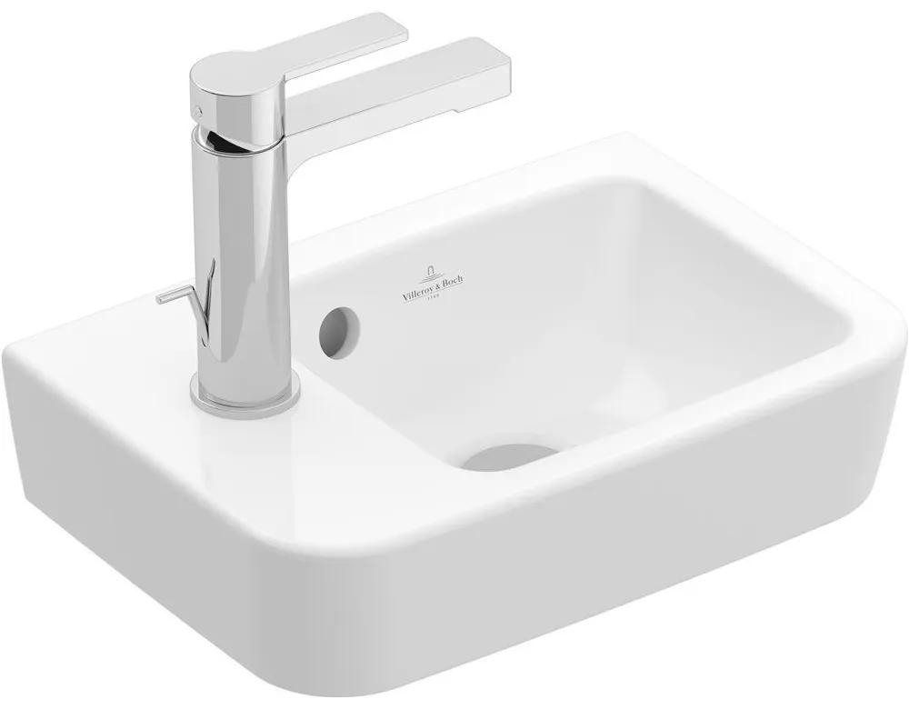 VILLEROY &amp; BOCH O.novo Compact závesné umývadielko s otvorom vľavo, s prepadom, 360 x 250 mm, biela alpská, 43423601