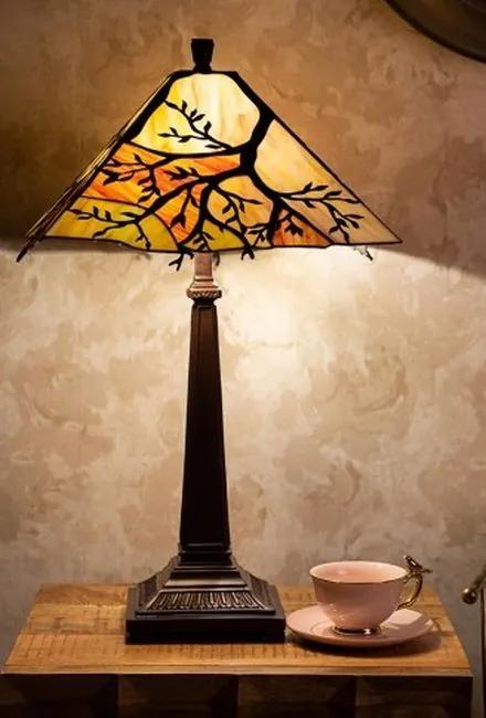 Hranatá stolná lampa Tiffany s vetvami stromu Tree - Ø 36*57 cm E27/max 2*60W