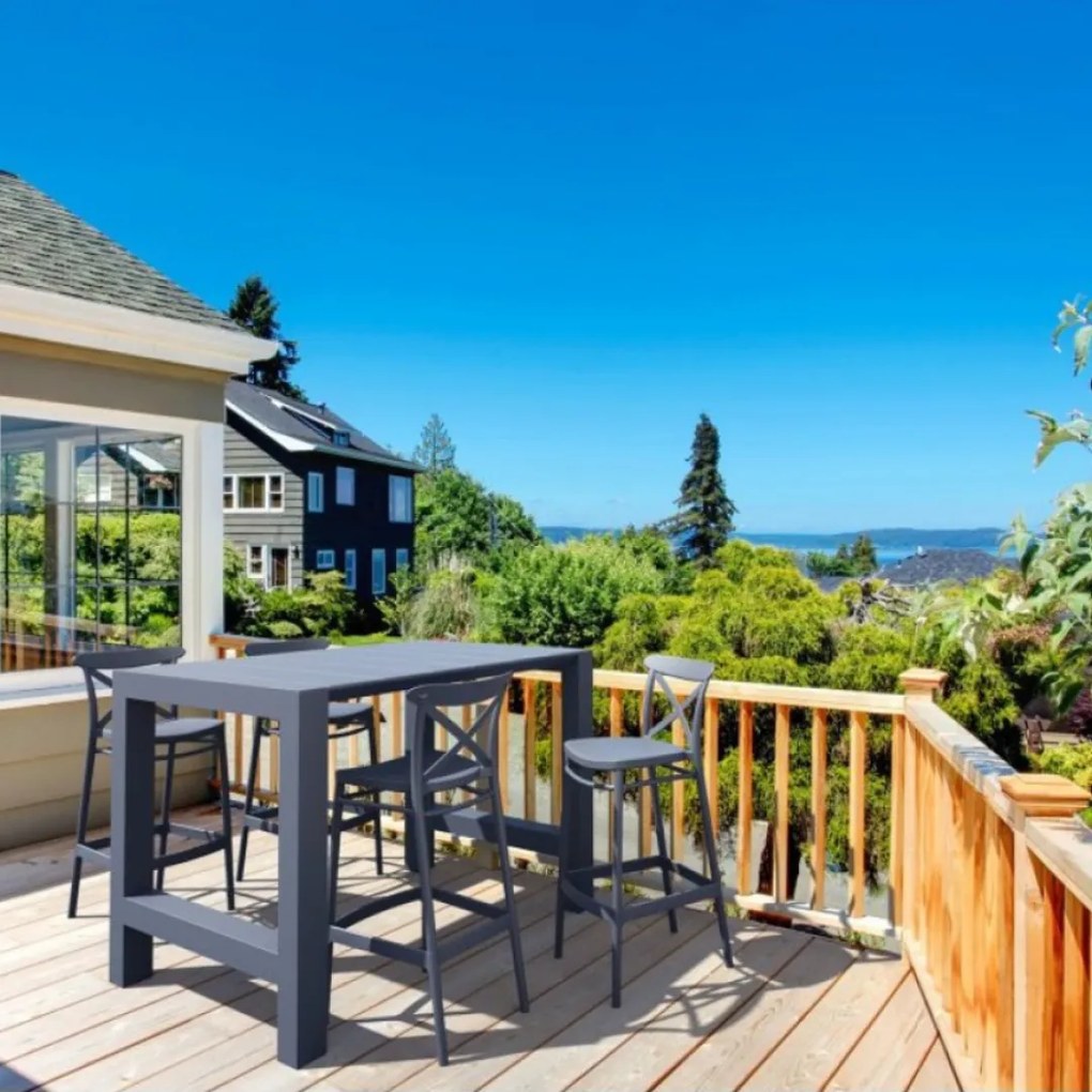 CROSS BAR 75 záhradná barová stolička dark grey