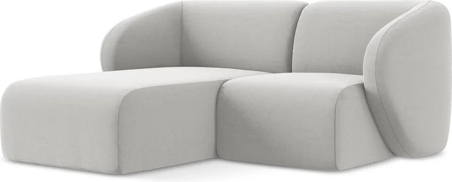 Svetlosivá zamatová rohová pohovka (ľavý roh/s leňoškou) Lani – Makamii