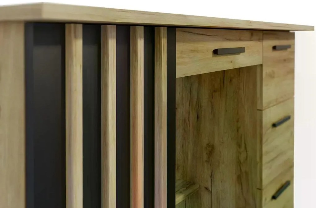 Počítačový stôl 120 cm dubový, remeselný, čierny, loft