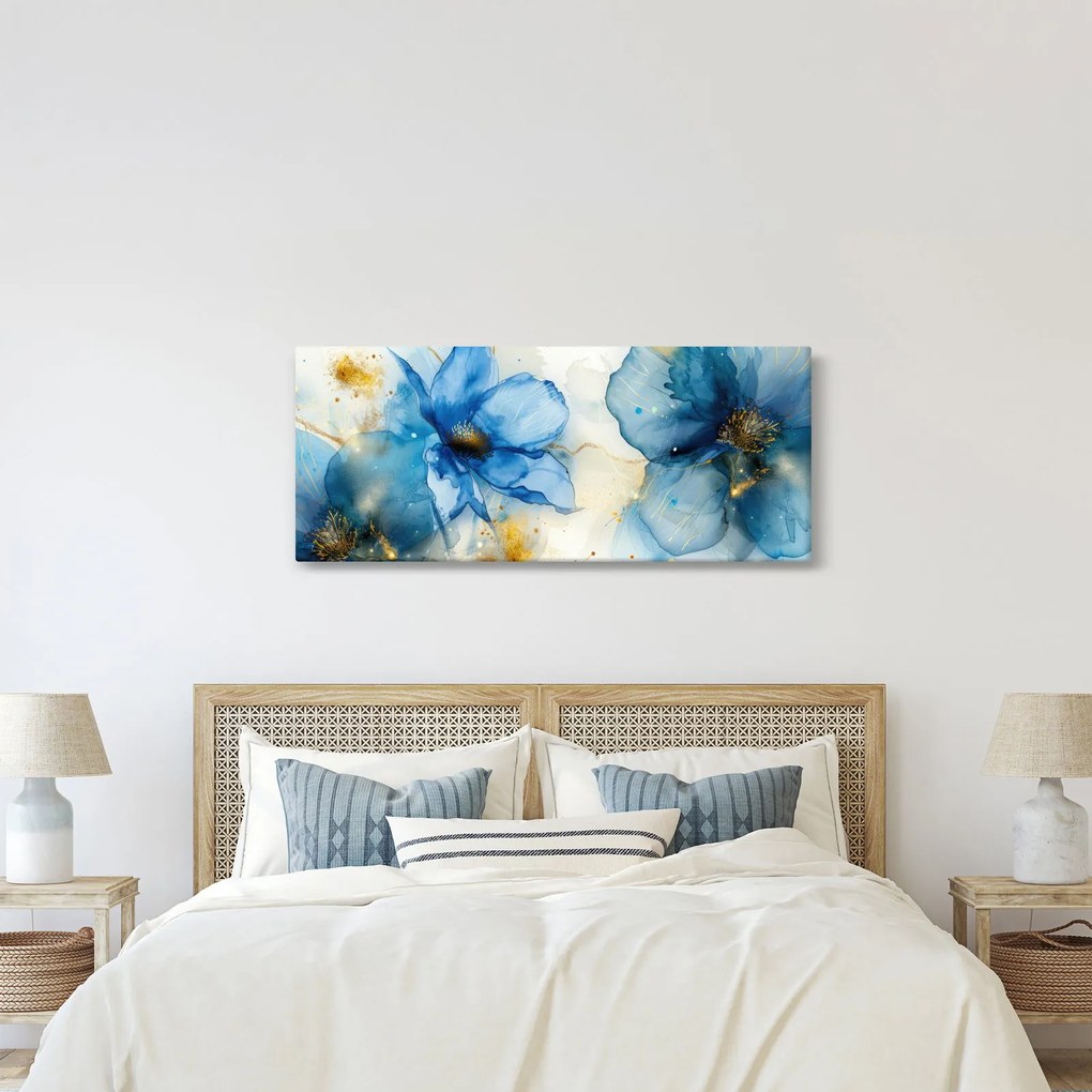 Obraz - Kvetinová, atramentová maľba (120x50 cm)