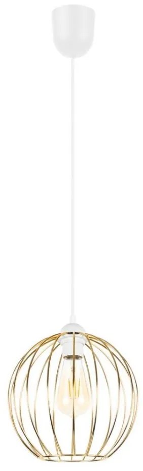 Luster na lanku MATT 1xE27/60W/230V biela/zlatá