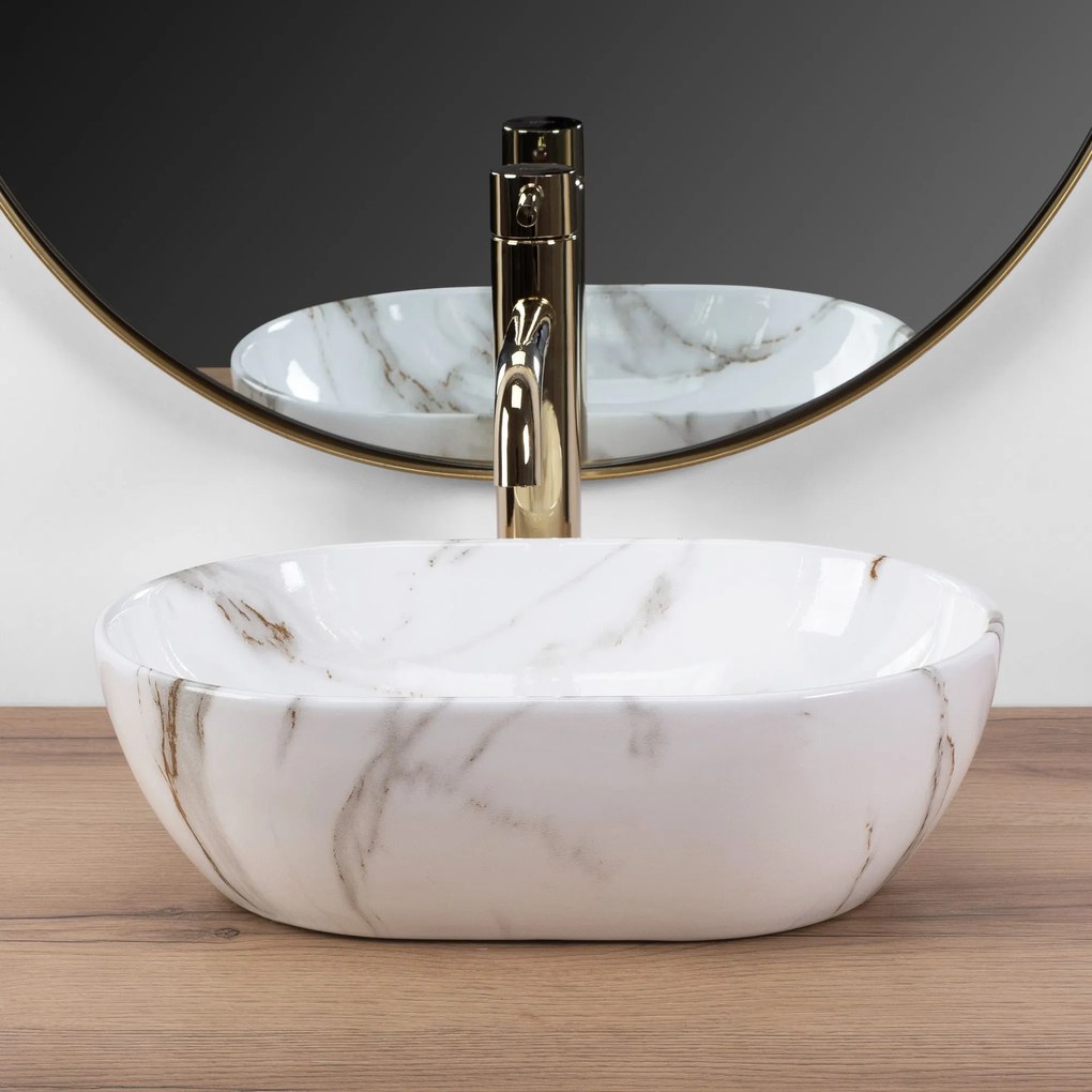 Rea Amelia, umývadlo na dosku 380x260x120mm, imitácia kameňa Shiny Aiax, REA-U9107