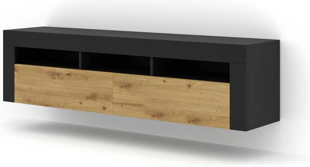 TV stolík/skrinka Moderno (dub artisan + čierna). Akcia -20%. Vlastná spoľahlivá doprava až k Vám domov. 1124836