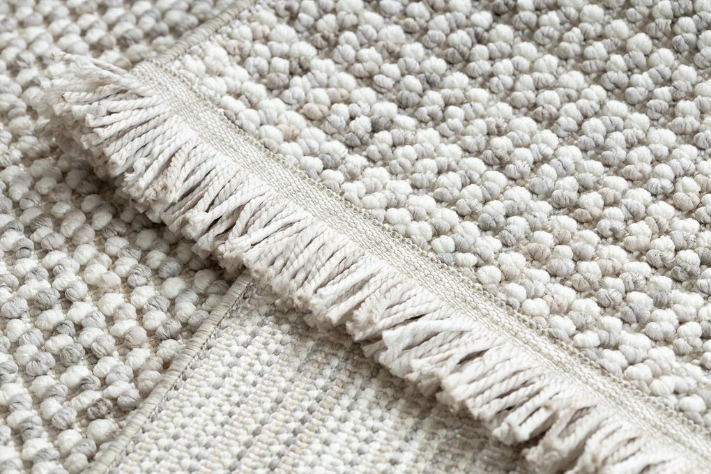 Koberec NANO EO78C Melanž, slučkový, plocho tkaný, sivo-biely