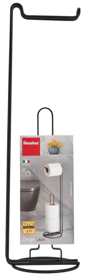 Čierny stojan na toaletný papier s držiakom Metaltex Origin