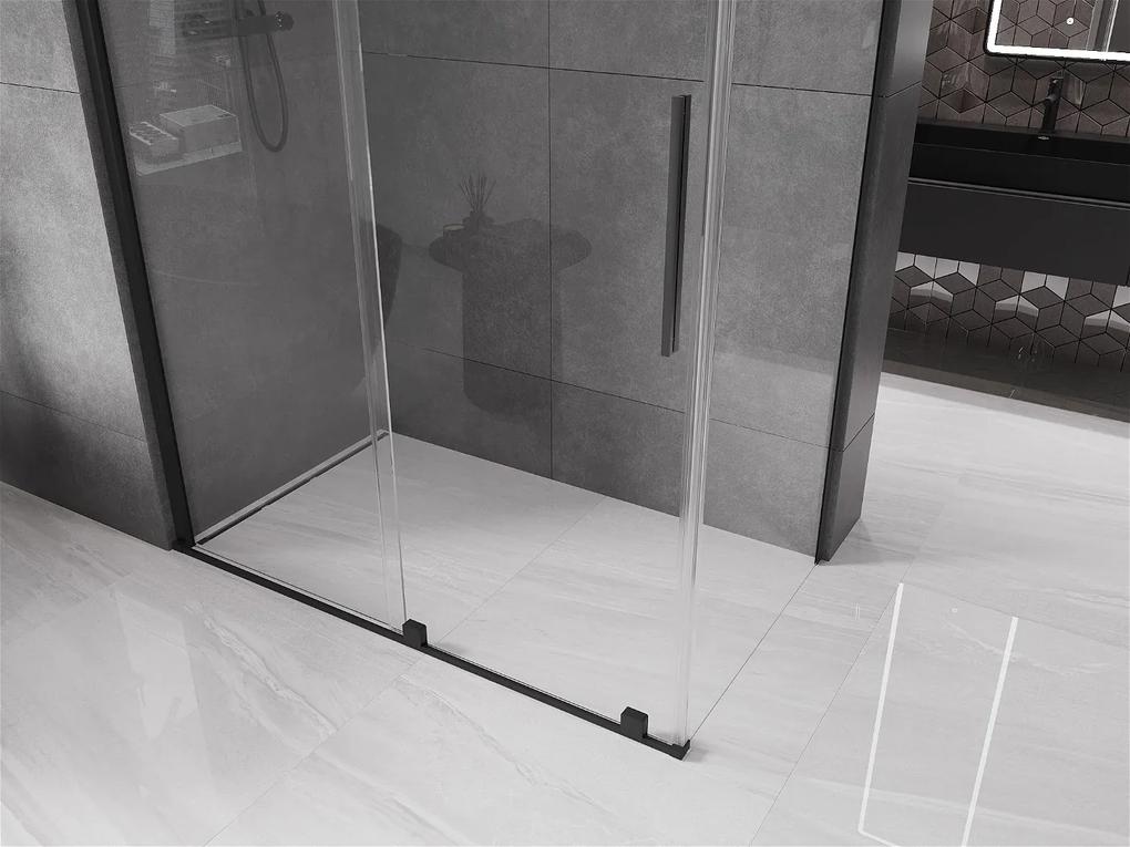 Mexen Velar, sprchový kút s posuvnými dverami 160(dvere) x 100(stena) cm, 8mm číre sklo, čierna matná, 871-160-100-01-70