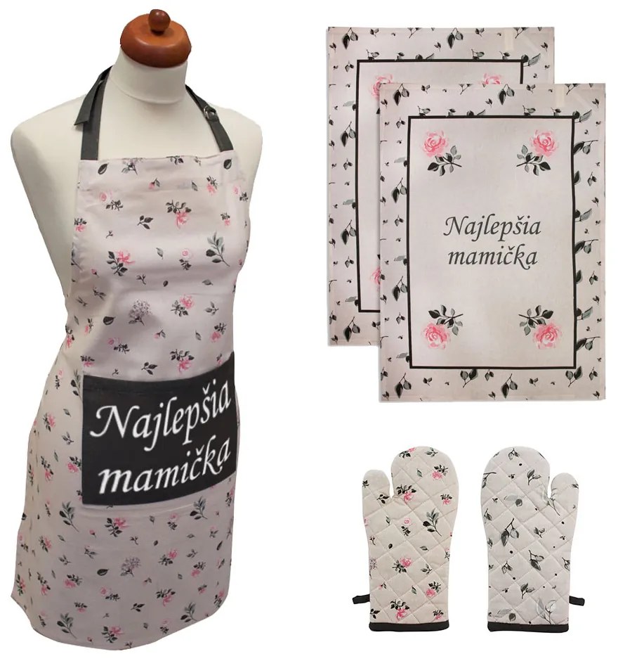 Home Elements Set zástera, chňapka, 2 utierky Najlepšia mamička (SK)
