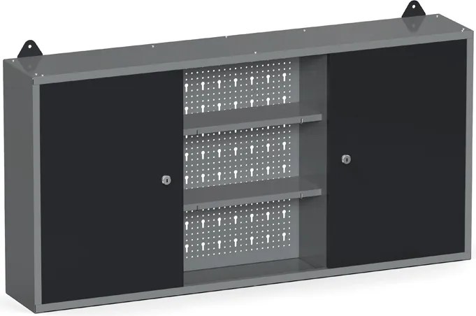 Kombinovaná závesná skrinka G1, 600 x 1200 x 200 mm, 2 dvere, perforovaná