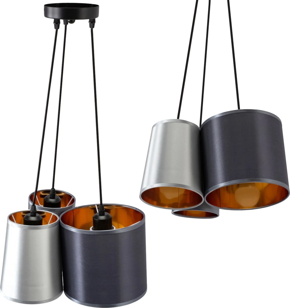 Toolight - Industriálne závesné svietidlo 3xE27 60W APP971-3cp, Biela-šedá-čierna, OSW-03212