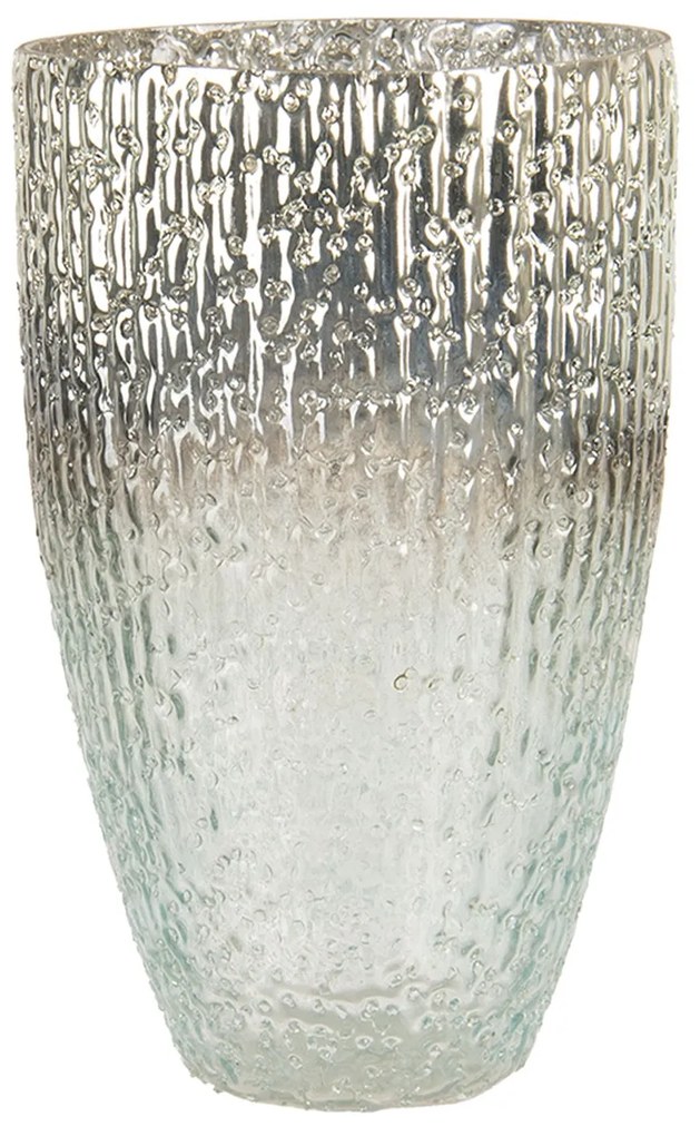 Šedo strieborný sklenený svietnik Jacinta mini - Ø 12 * 20 cm