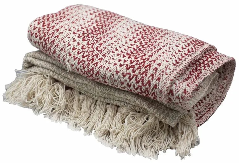 Boho Pohodlný Prehoz - 125 x 150 cm - Rubínová Dvojfarebná 1 ks