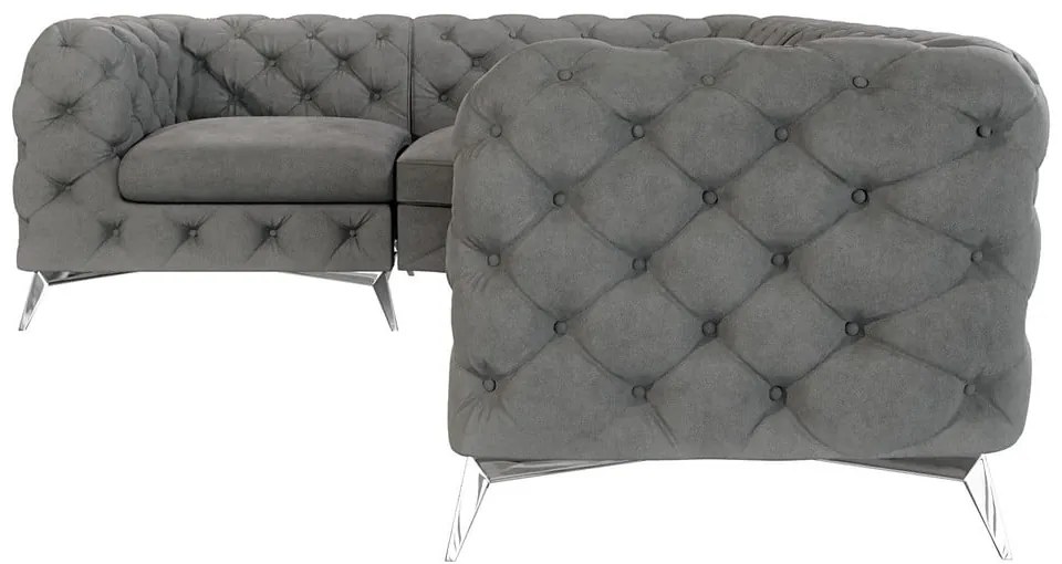 Sivá zamatová rohová pohovka (ľavý roh/do L) Chelsea – Ropez