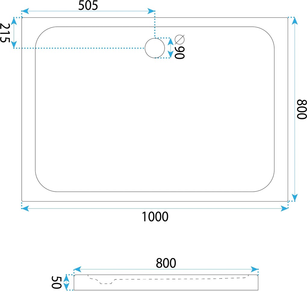 Rea Belmond, akrylová sprchová vanička 100x80x5 cm, biela lesklá, REA-K4372