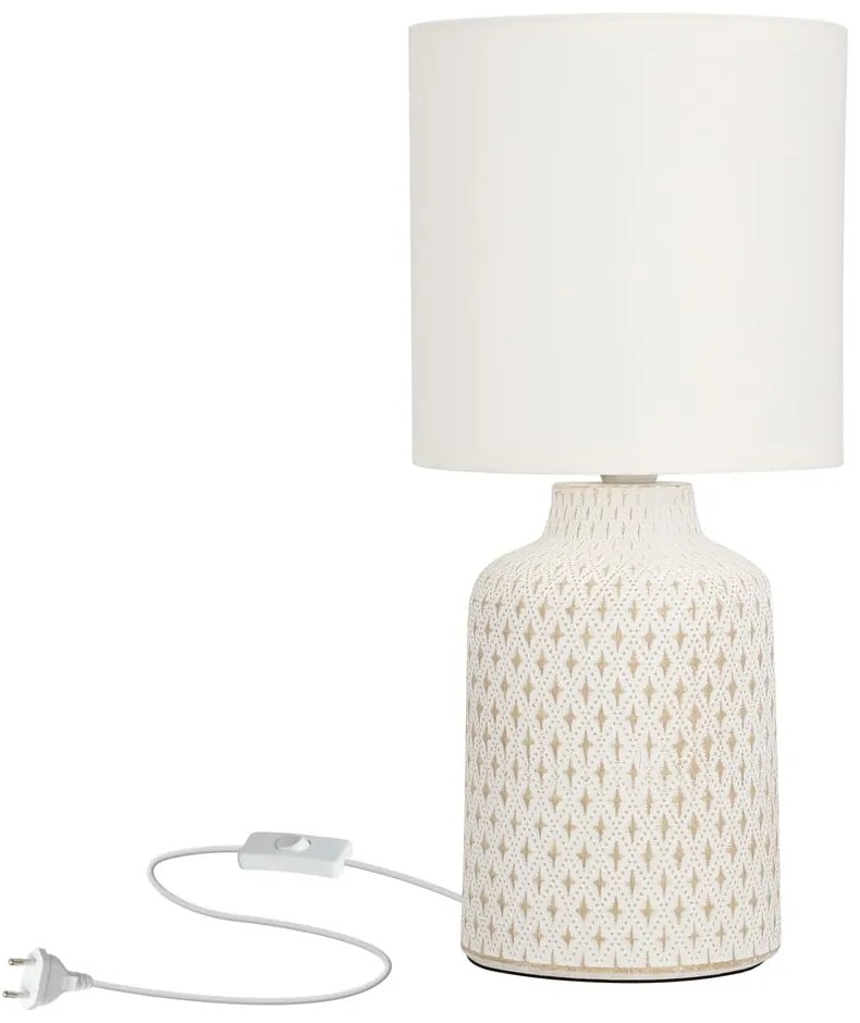 Krémovobiela stolová lampa s textilným tienidlom (výška 32 cm) Iner – Candellux Lighting