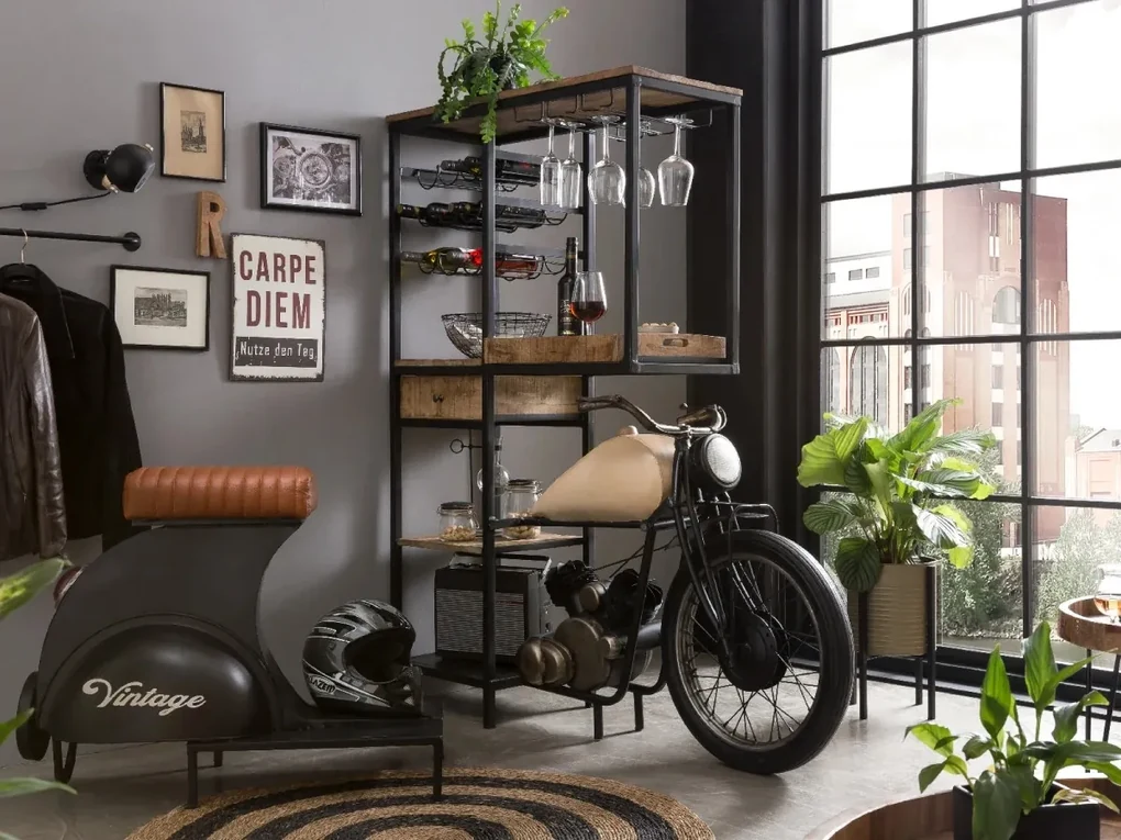 furniture-nabytek.cz - Barová stolička Skúter, lakovaný kov, hnedá / čierna