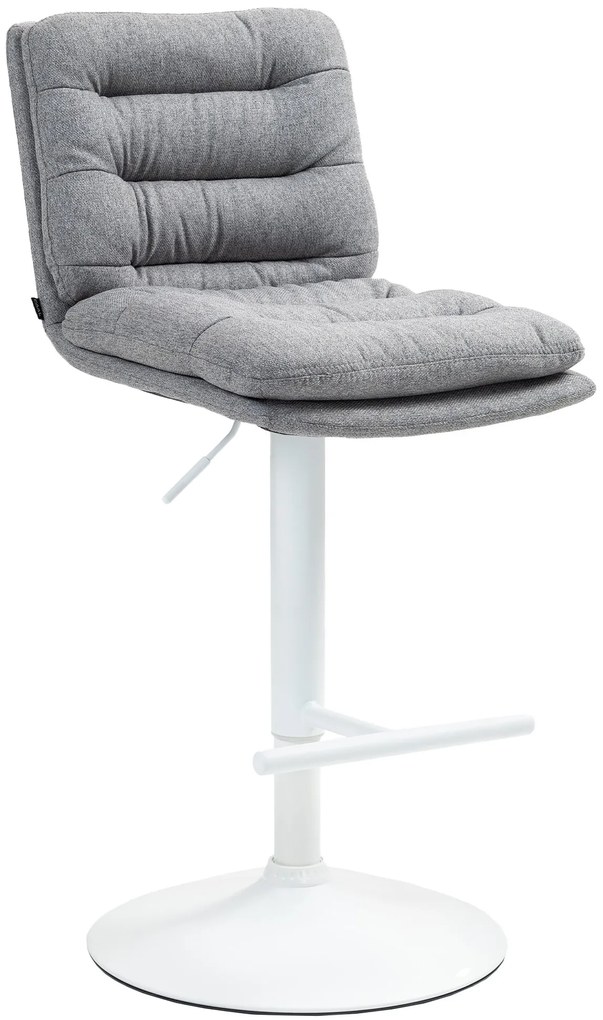 Barová stolička Damar - látka, biely rám - šedá