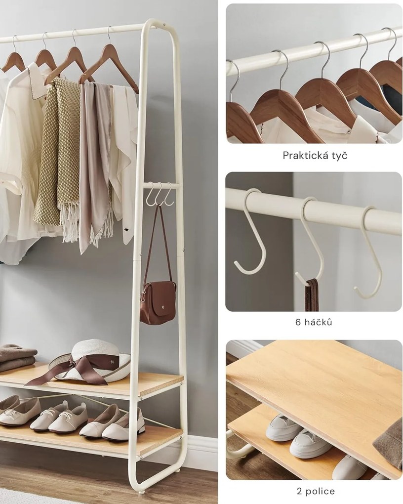 Šatníkový vešiak Vasagle Profota biely