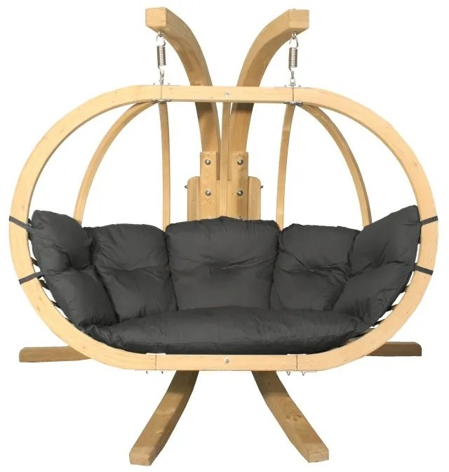 Dvojité závesné hojdacie kreslo O-Zone Premier Swing Pod šedé so stojanom