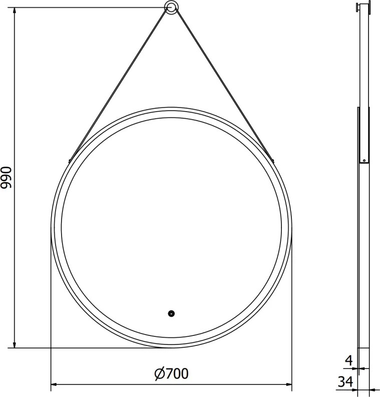 Mexen Reni, LED kúpeľňové zrkadlo s podsvietením 70x70 cm, 6000K, čierny rám, ochrana proti zahmlievaniu, 9812-070-070-611-70